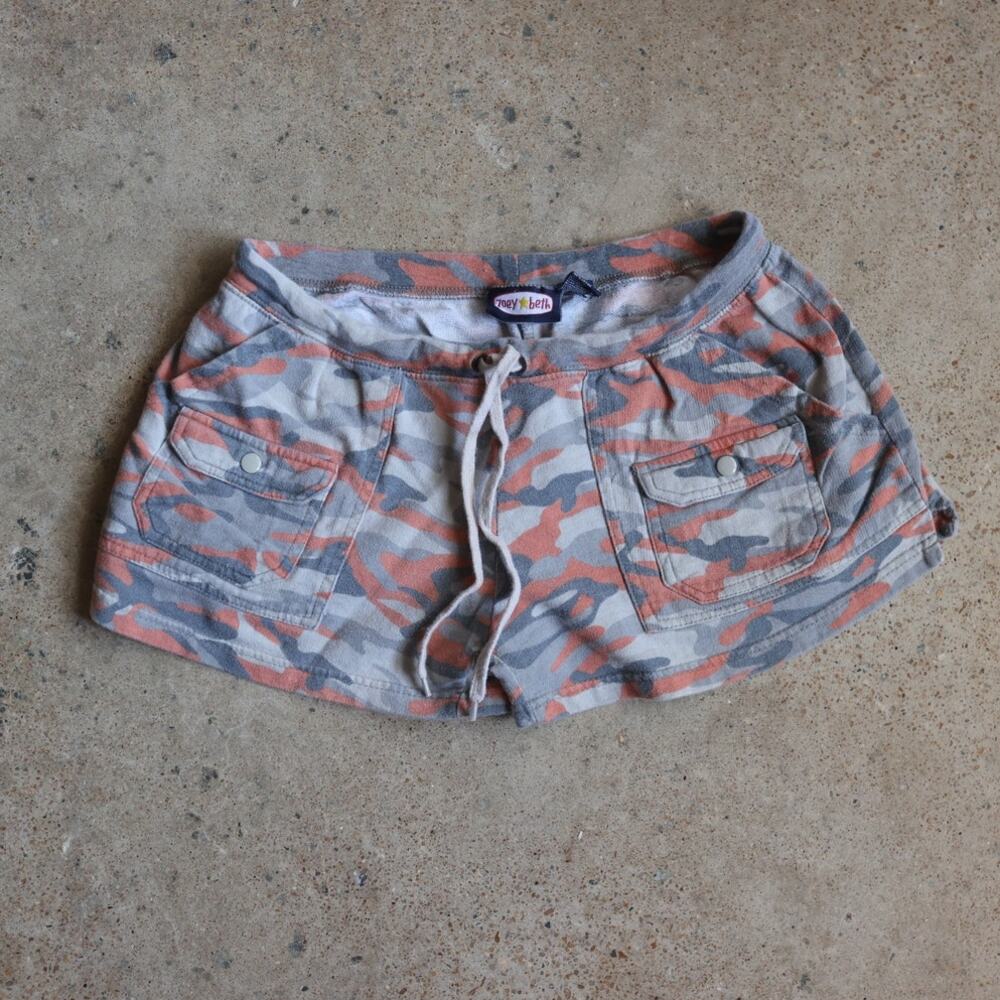 Y2K Zoey Beth Camo Micro Shorts Low Rise Cargo Shorts Size Small McBling